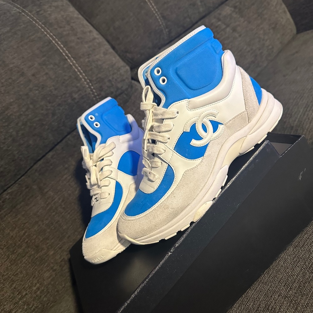 Blue Hightop Chanel Sneakers